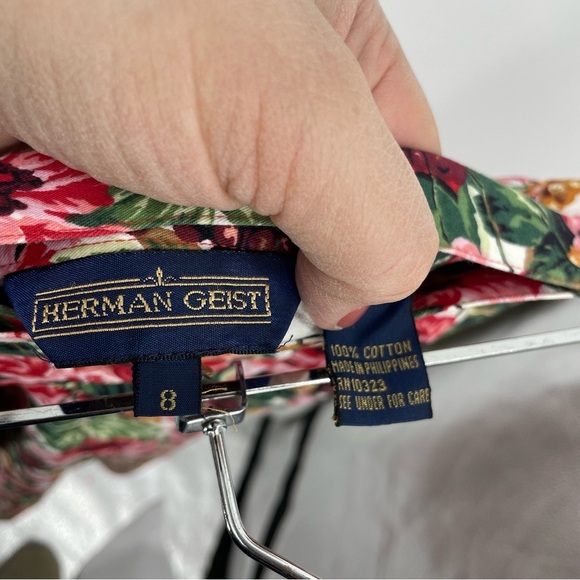 Vtg Herman Geist Velvet Floral Pleated Maxi Skirt Cotton Yoke Front Womens 8 - Picture 4 of 7